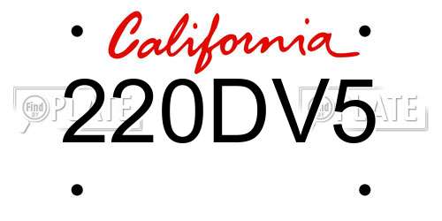 220DV5 California License Plate