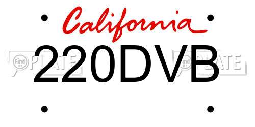 220DVB California License Plate