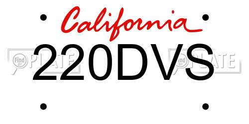 220DVS California License Plate