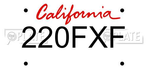 220FXF California License Plate