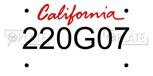 220G07 California License Plate