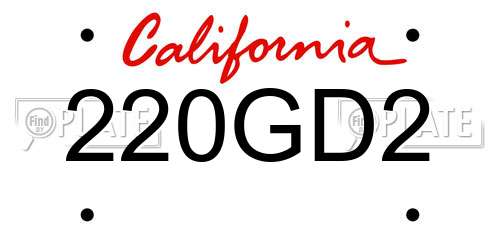 220GD2 California License Plate