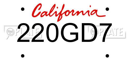 220GD7 California License Plate