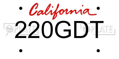220GDT California License Plate