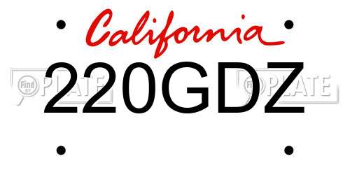 220GDZ California License Plate
