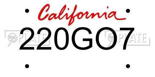 220GO7 California License Plate