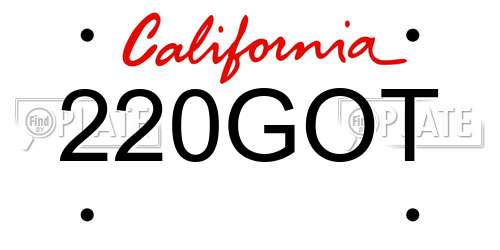 220GOT California License Plate