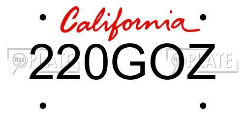 220GOZ California License Plate