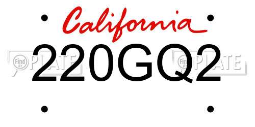 220GQ2 California License Plate