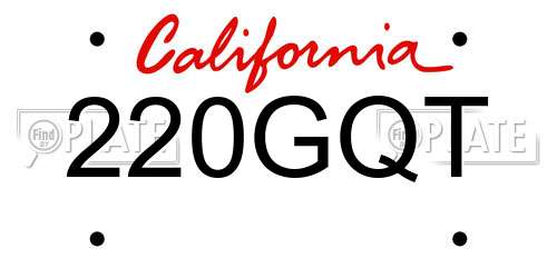 220GQT California License Plate