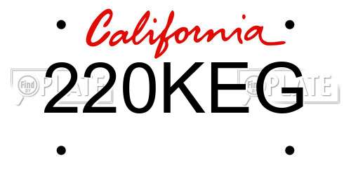 220KEG California License Plate
