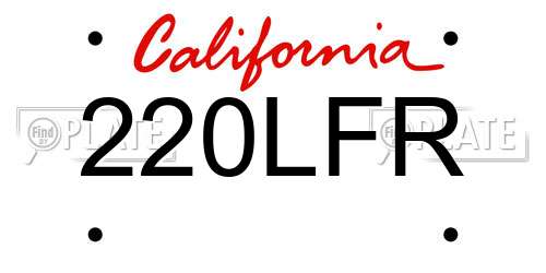 220LFR California License Plate