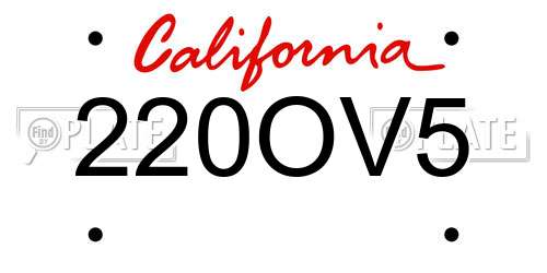 220OV5 California License Plate