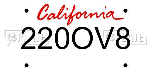 220OV8 California License Plate