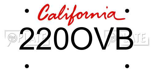 220OVB California License Plate