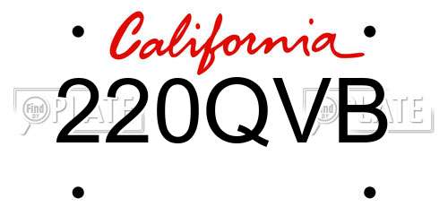 220QVB California License Plate