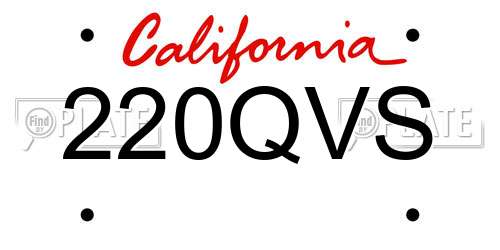 220QVS California License Plate