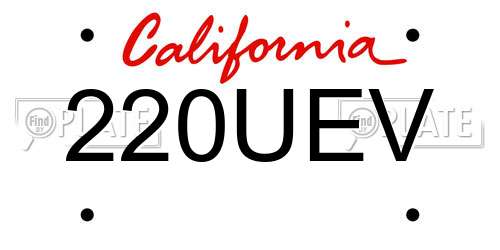 220UEV California License Plate