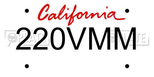 220VMM California License Plate