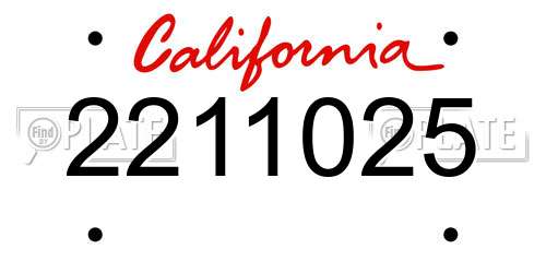 2211025 California License Plate