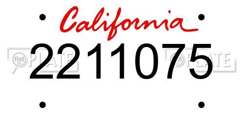 2211075 California License Plate