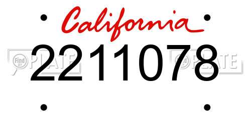 2211078 California License Plate