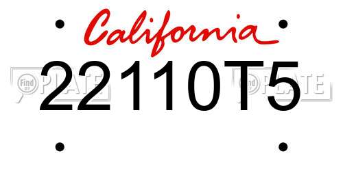 22110T5 California License Plate