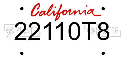 22110T8 California License Plate