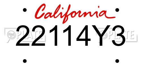 22114Y3 California License Plate