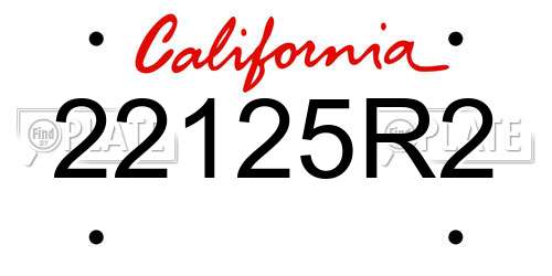 22125R2 California License Plate