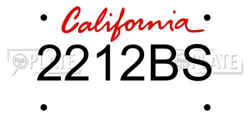 2212BS California License Plate