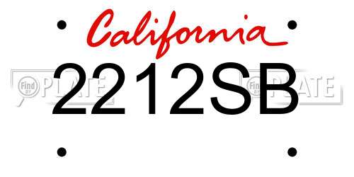 2212SB California License Plate