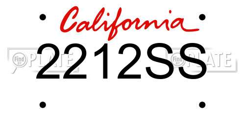 2212SS California License Plate