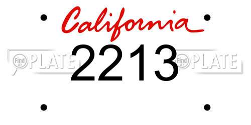 2213 California License Plate