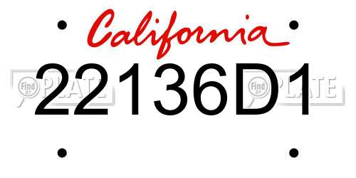 22136D1 California License Plate