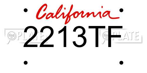 2213TF California License Plate