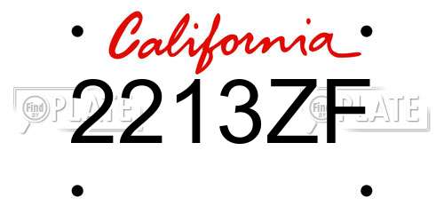 2213ZF California License Plate