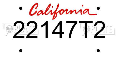 22147T2 California License Plate