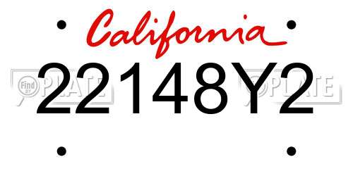 22148Y2 California License Plate