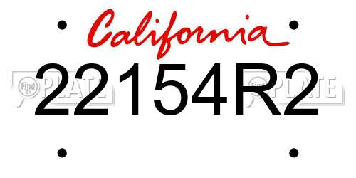 22154R2 California License Plate