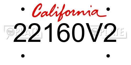 22160V2 California License Plate