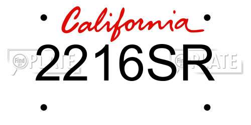 2216SR California License Plate