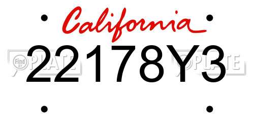 22178Y3 California License Plate