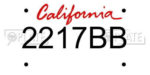2217BB California License Plate