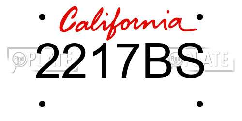 2217BS California License Plate