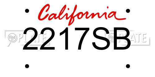 2217SB California License Plate