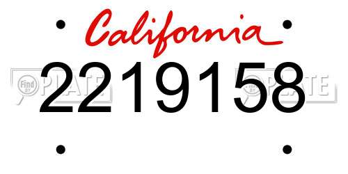 2219158 California License Plate