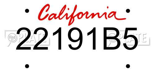22191B5 California License Plate