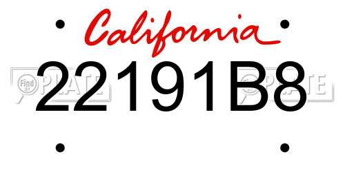 22191B8 California License Plate
