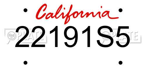 22191S5 California License Plate